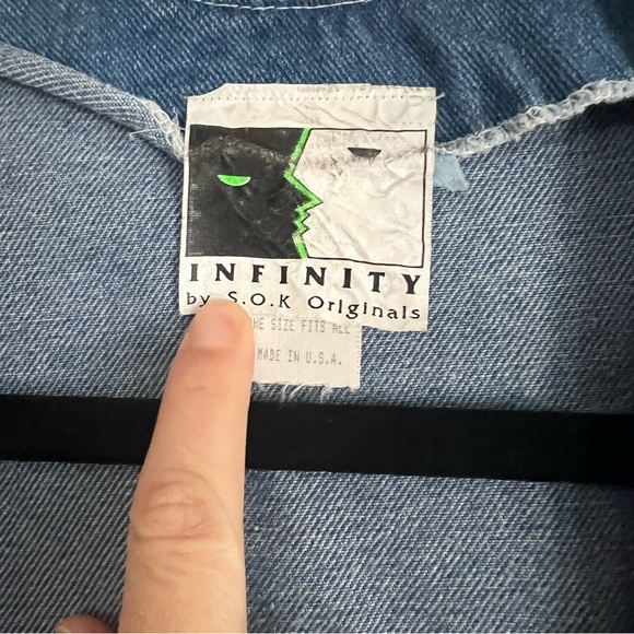 Vintage Studded Denim Vest USA Made One‎ Size Y2K 90’s western - Picture 3 of 5